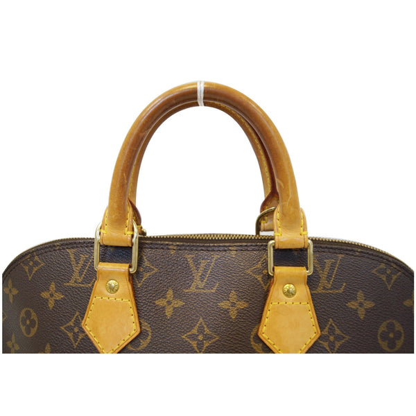 LOUIS VUITTON Alma Monogram Canvas Satchel Bag Brown