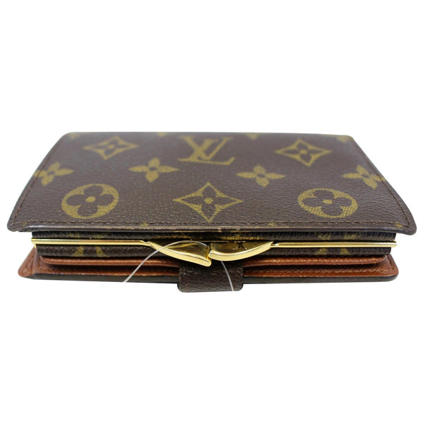 LOUIS VUITTON French Kisslock Monogram Canvas Wallet Brown