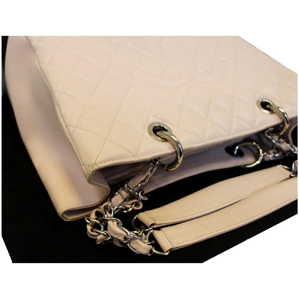 CHANEL Grand Shopping Caviar Leather Tote Shoulder Bag Blush Pink