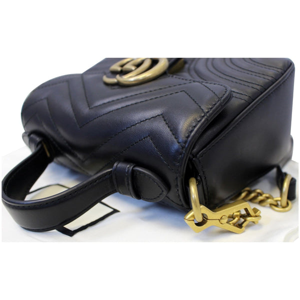 GUCCI GG Marmont Mini Leather Top Handle Shoulder Bag Black 547260
