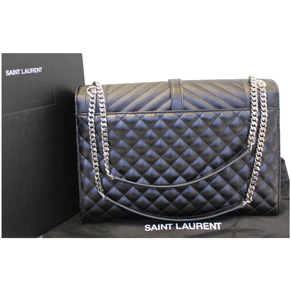 YVES SAINT LAURENT Envelope Large Matelasse Embossed Leather Shoulder Bag Black