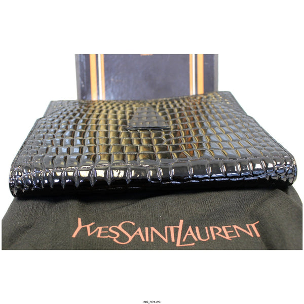 YVES SAINT LAURENT Black Crocodile Leather Clutch Bag-US