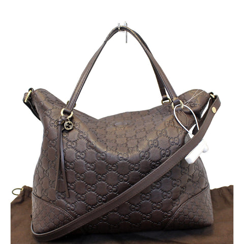 GUCCI Guccissima Leather Bree Top Handle Bag Black-US