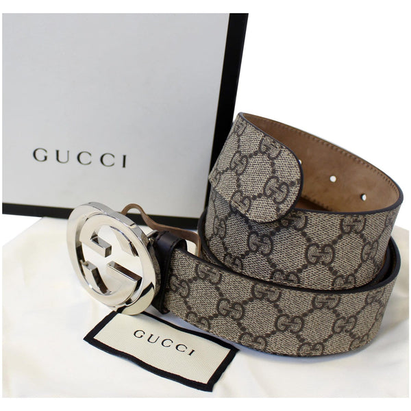 GUCCI GG Supreme GG Buckle Belt Beige 411924-US