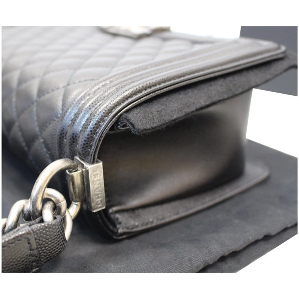 CHANEL Medium Boy Quilted Caviar Leather Shoulder Bag Black