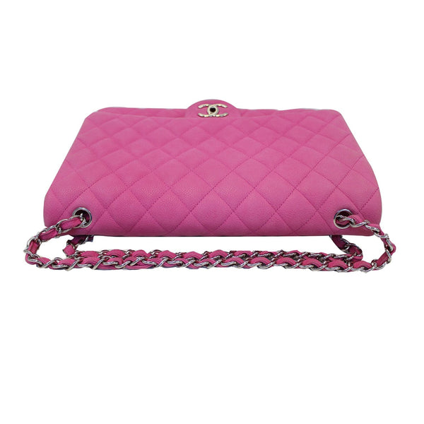 CHANEL Maxi Double Flap Caviar Leather Shoulder Bag Pink-US
