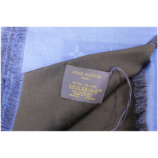LOUIS VUITTON Silk Monogram Scarf/Shawl Night Blue-US