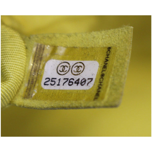 Chanel Medium Boy Flap Bag Caviar Quilted Leather Yellow tag number
