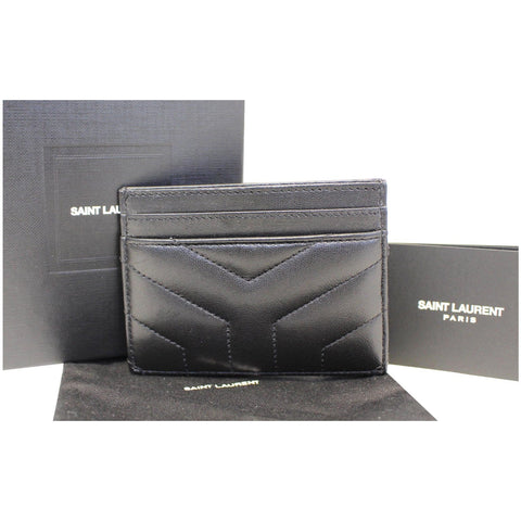 YVES SAINT LAURENT Loulou Matelasse Card Case Holder Black
