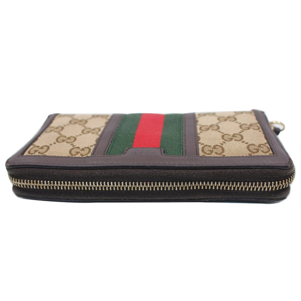 GUCCI Vintage Web GG Canvas Zip Around Wallet Beige