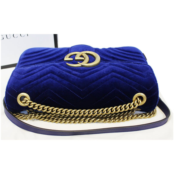 GUCCI GG Marmont Velvet Medium Shoulder Bag Blue 443496-US