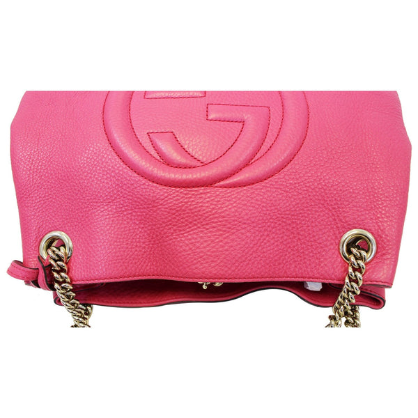 GUCCI Soho Pebbled Leather Chain Shoulder Bag Pink-US