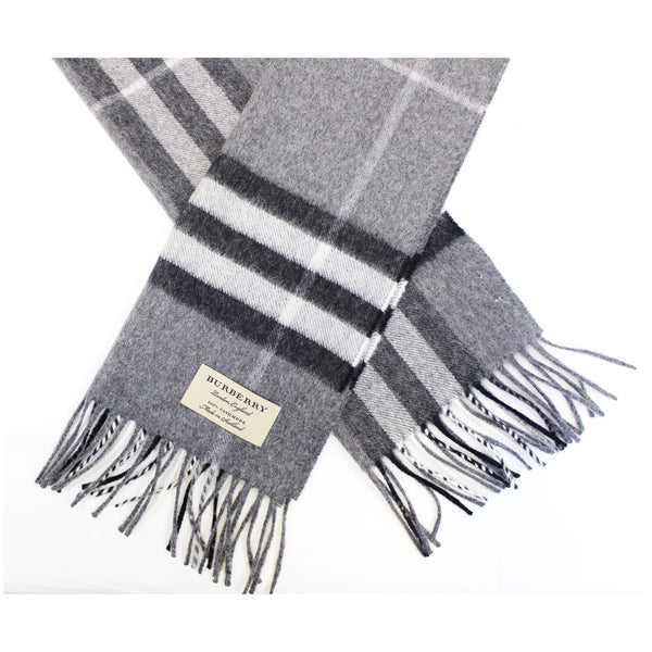 BURBERRY Classic Check Cashmere Scarf Grey-US