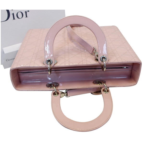 CHRISTIAN DIOR Quilted Patent Leather Lady Dior Large Shoulder Bag-US