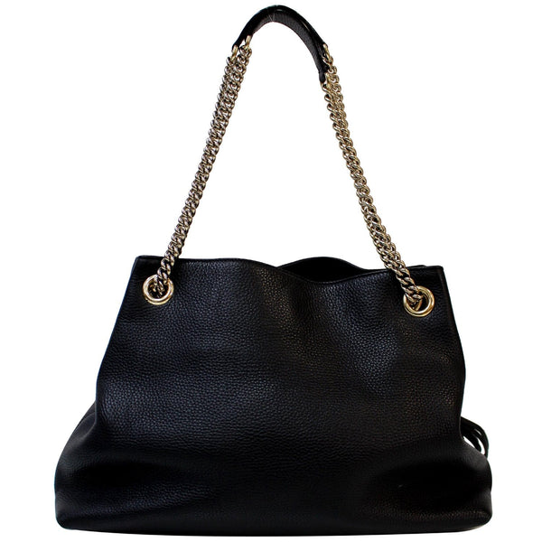 GUCCI Soho Pebbled Leather Chain Shoulder Bag 308982 Black