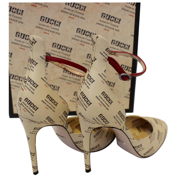 Gucci Invite Stamp Print Apollo Pumps Beige Size 38 for women