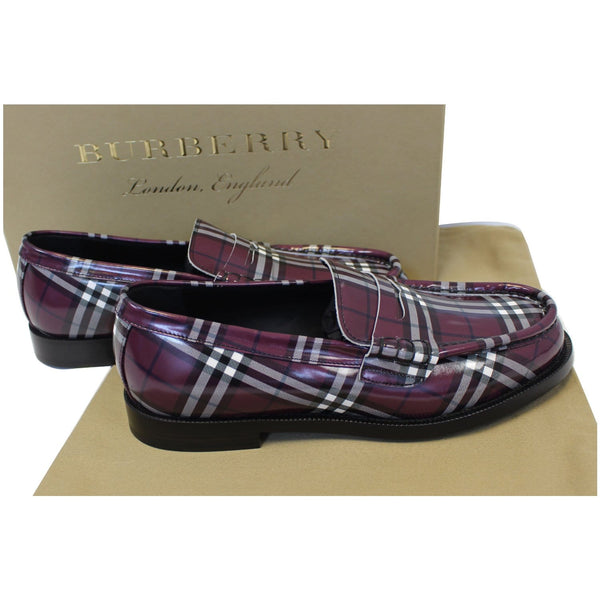 Burberry Check Leather Loafers - back view