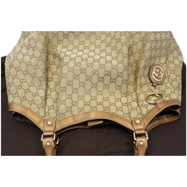 GUCCI Sukey Large GG Canvas Tote Bag Beige 211943