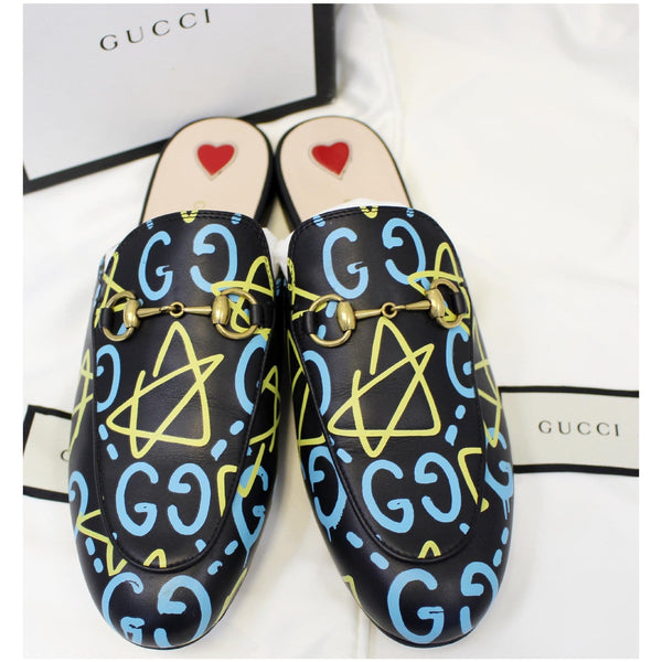 GUCCI Princetown Gucci Ghost Print Flats Black US 7-US