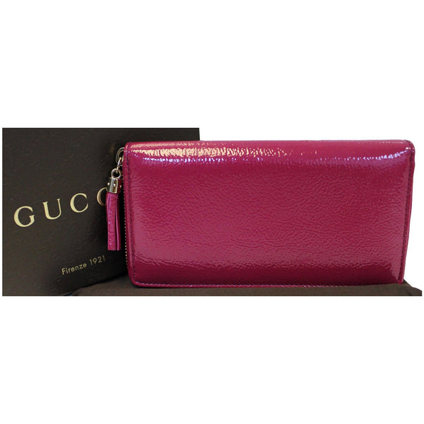 GUCCI Soho Interlocking G Leather Zip Around Wallet Fuchsia-US
