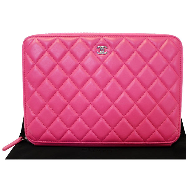 CHANEL Zip Around Lambskin Leather Large Organizer Wallet Pink
