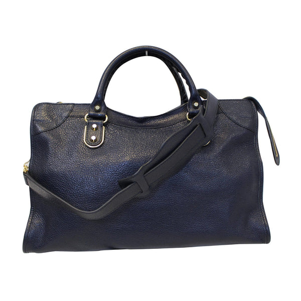 BALENCIAGA Metallic Edge City Leather Shoulder Bag Navy Blue - Last Call