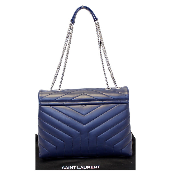 YVES SAINT LAURENT Matelasse Loulou Monogram Calfskin Shoulder Bag Blue