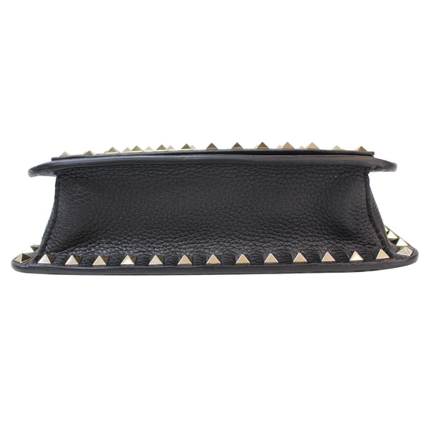 VALENTINO Garavani Small Rockstud Flap Leather Shoulder Bag Black