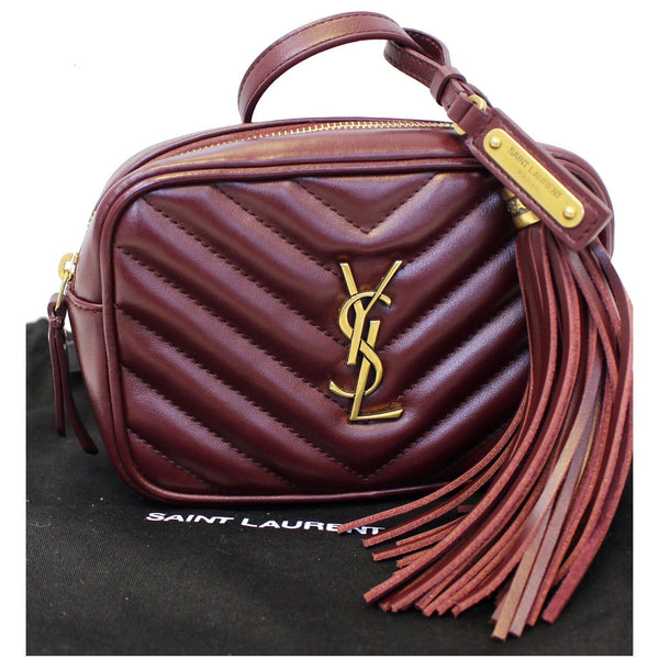 YVES SAINT LAURENT Chevron Lou Leather Belt Bag Burgundy