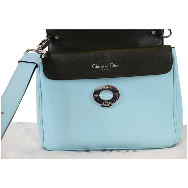 CHRISTIAN DIOR Be Dior Small Leather Flap Shoulder Bag Light Blue