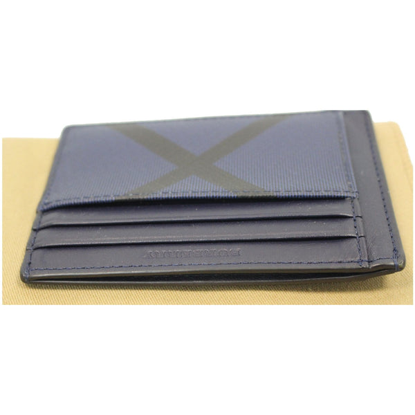 BURBERRY London Check Money Clip Card Case Navy/Black