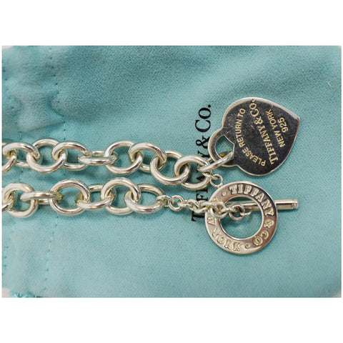 Tiffany & Co. Return To Tiffany Heart Tag Chain Link Toggle Necklace Silver