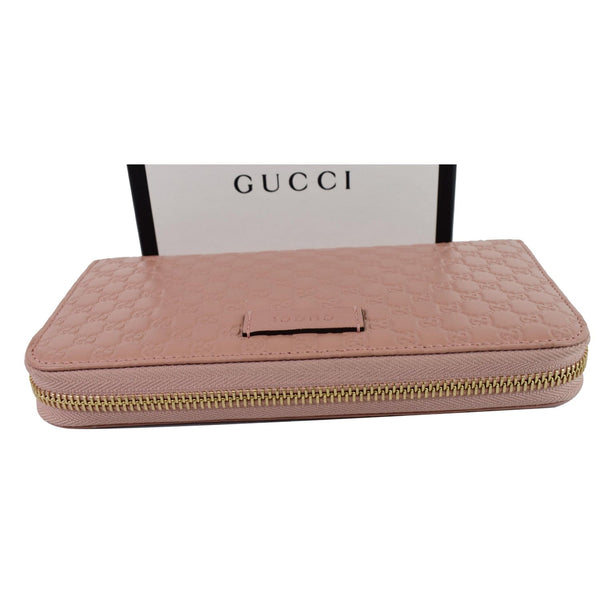 GUCCI Micro GG Guccissima Zip Around Wallet Pink 449391