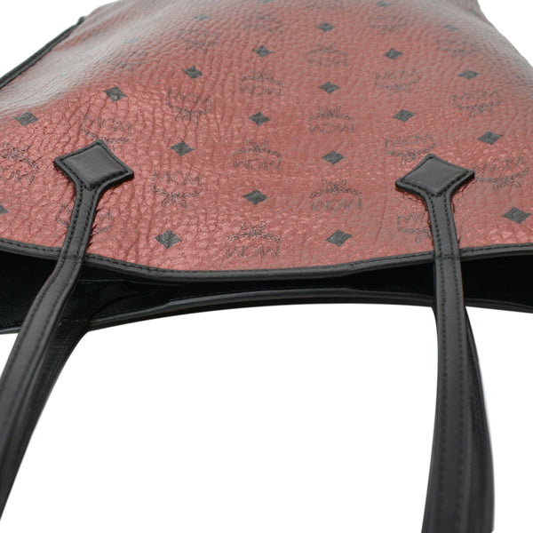 MCM Kira Metallic Medium Coated Canvas Shopping Tote Bag Red