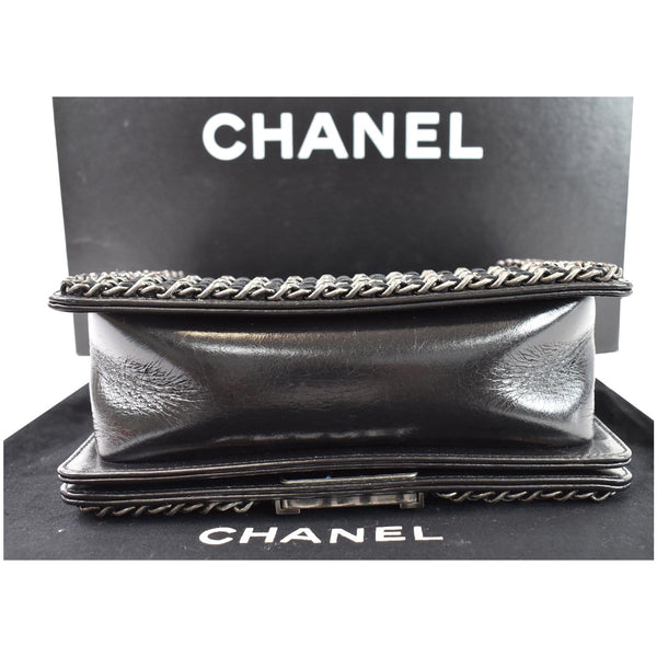 Chanel Small Boy Embellished Chain Lambskin Handbag bottom preview