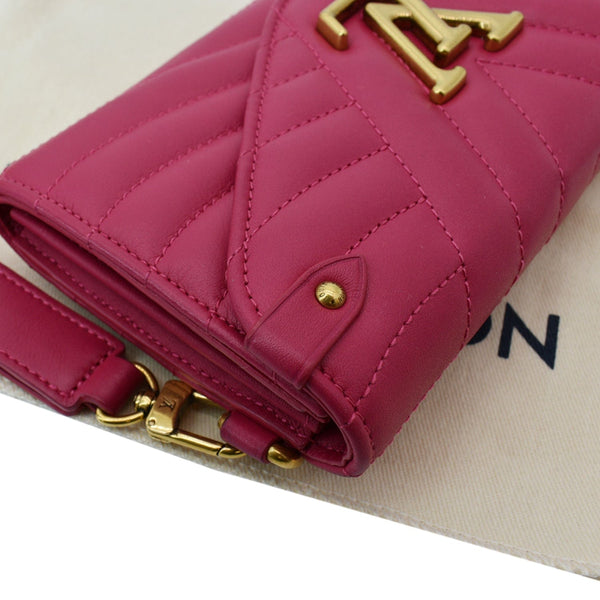 LOUIS VUITTON Love Lock New Wave Long Leather Wallet Pink
