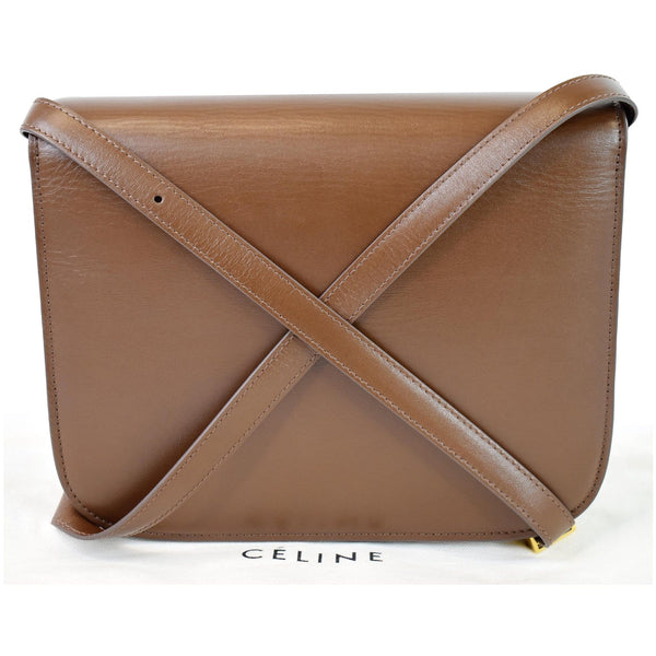 CELINE Medium Classic Box Calfskin Flap Crossbody Bag Camel