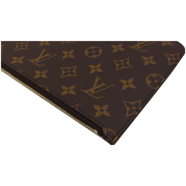 LOUIS VUITTON Neverfull Monogram Canvas Pochette Wristlet Pouch Brown