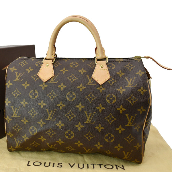 LOUIS VUITTON Speedy 30 Monogram Canvas Satchel Bag Brown