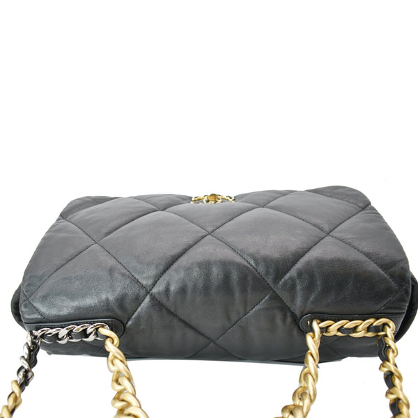 CHANEL 19 Large Flap Quilted Lambskin Leather Shoulder Bag Black