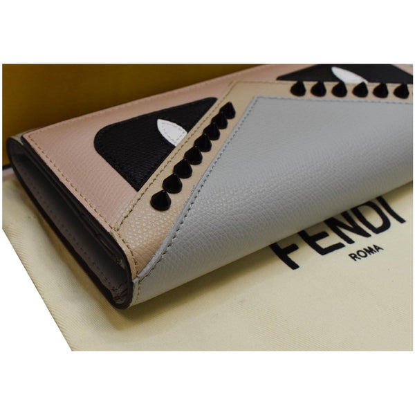 FENDI Monster Studs Leather Bugs Continental Wallet Grey