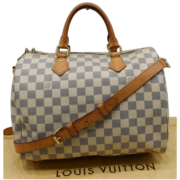 LOUIS VUITTON Speedy 30 Bandouliere Damier Azur Shoulder Bag White