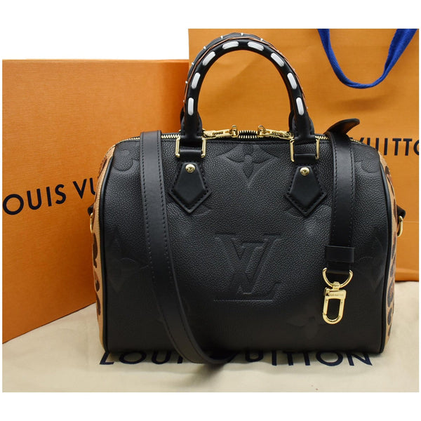 LOUIS VUITTON Speedy 25 Wild At Heart Leather Shoulder Bag Black