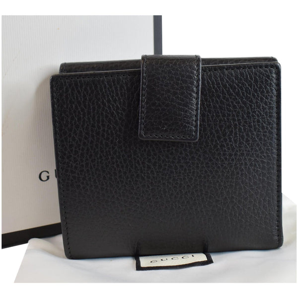 GUCCI GG Leather French Flap Wallet Black 456122