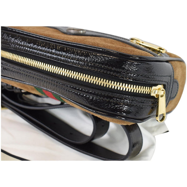 Gucci Ophidia Small Suede Web Belt Waist Bag Brown - corner focused
