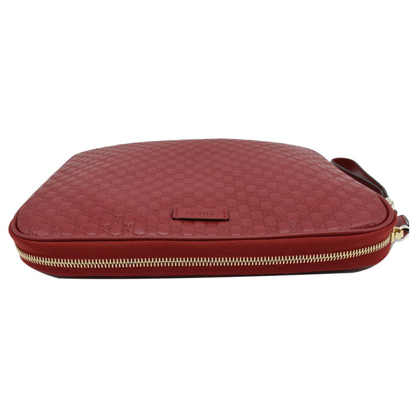 Gucci Microguccissima Leather Clutch Bag Red - zip around