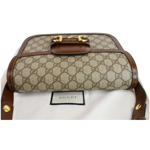 GUCCI Horsebit 1955 GG Supreme Canvas Shoulder Bag Beige 602204