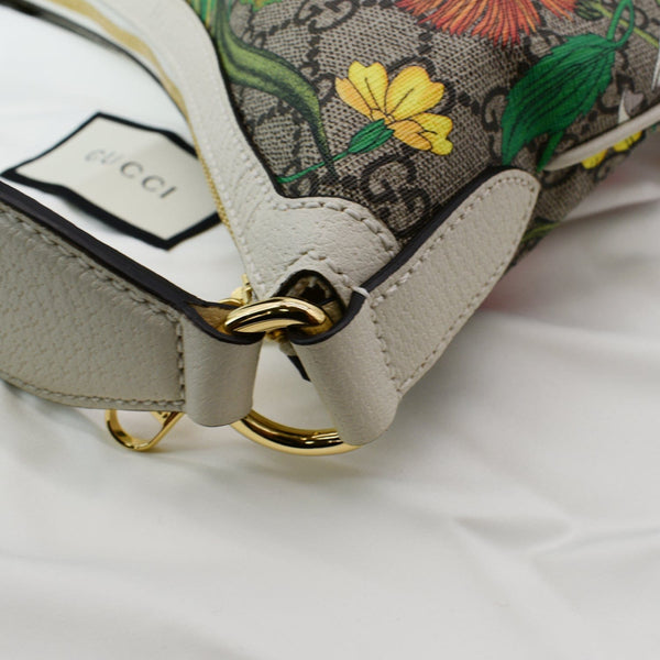 GUCCI Ophidia Half Moon Small Flora GG Canvas Hobo Bag Beige 626509