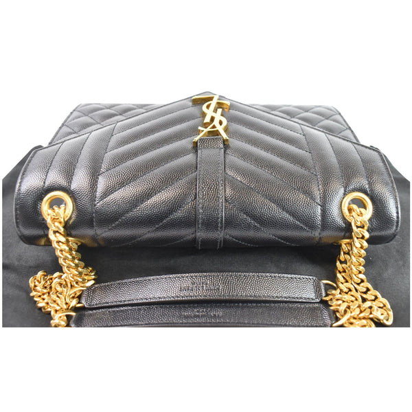 YVES SAINT LAURENT Envelope Medium Chain Leather Shoulder Bag Black