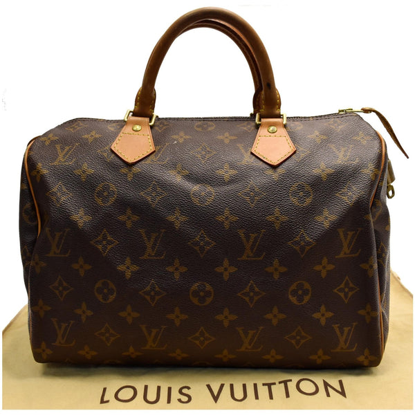 LOUIS VUITTON Speedy 30 Monogram Canvas Satchel Bag Brown